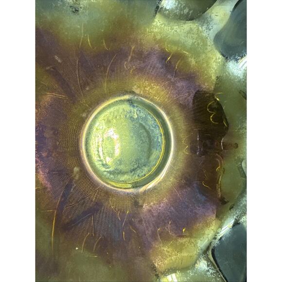 Vintage Orange Ruffled Large Carnival Glass Bowl Over 11" Diameter - Picture 6 of 8